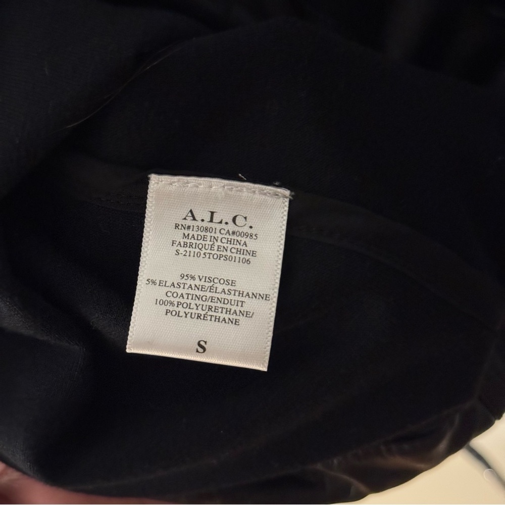 A.L.C. Hooded Faux Leather Full Zip Jacket Size Small in Solid Black - Picture 7 of 8
